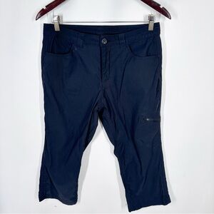 Eddie Bauer Crop Trail Hiking Pants Size 8 Casual Pocket Black Nylon Cargo F21